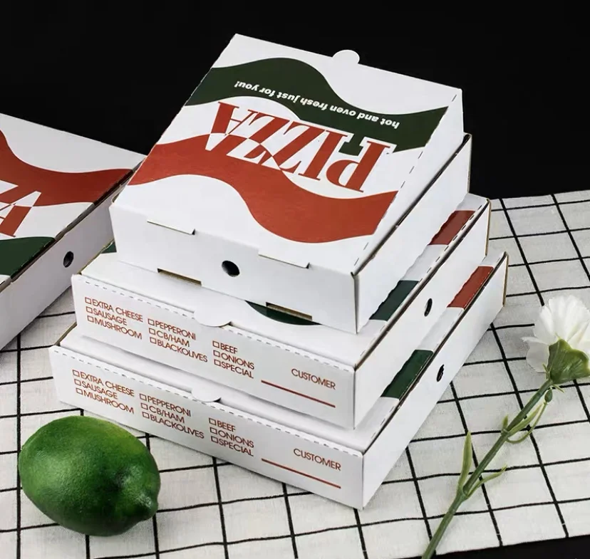 Wholesale Pizza Box Cheap Price Custom Printed Personalised All Size Hamburger Kraft Corrugated Paper Pizza Boxes With Logo