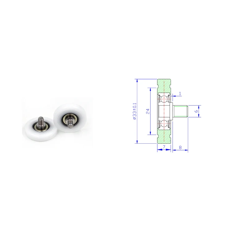 Проводника POM колеса BS62633-7C1L8M6 33 мм с пластиковым покрытием ролики винтовым