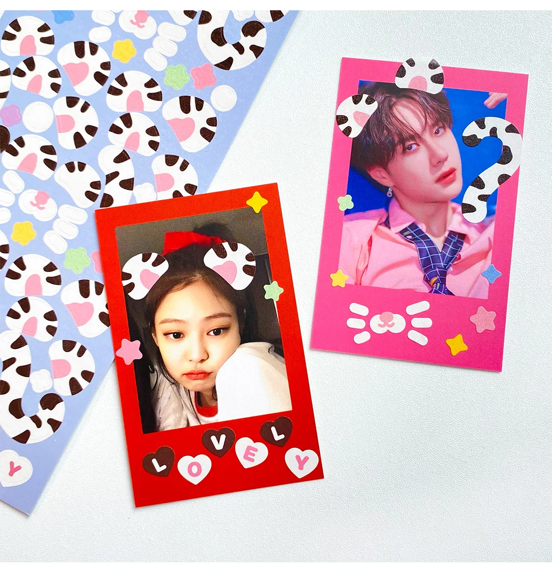 Cute cat ears star chasing card sticker girl heart ins Korea postcard DIY sticker