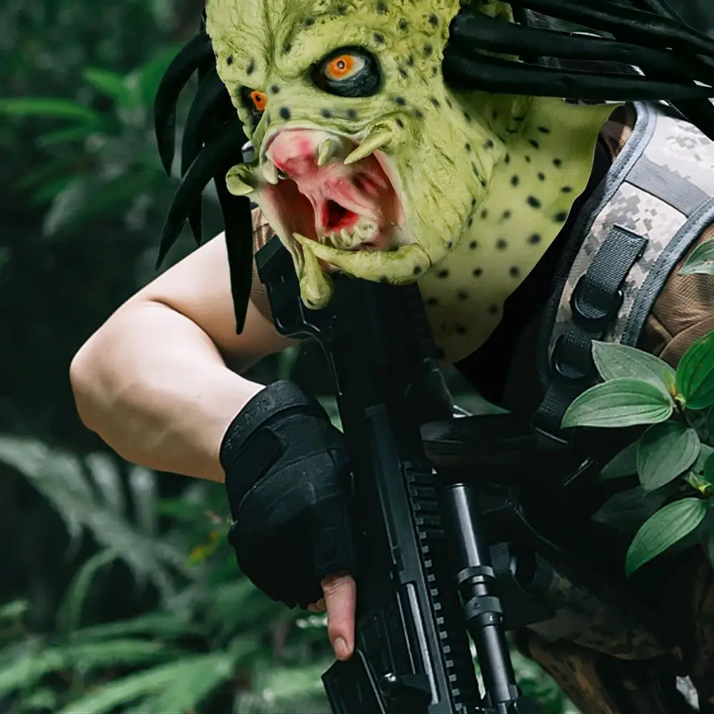 
Molezu Horror Predator Cosplay Head Mask Alien Martian Scary Latex Monster Pary Mask for Halloween Occasions 