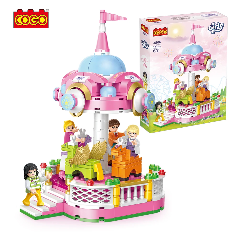 COGO 430 PCS ABS Educational Girls Carousel Park Building Block Construction Brick Toys for Children