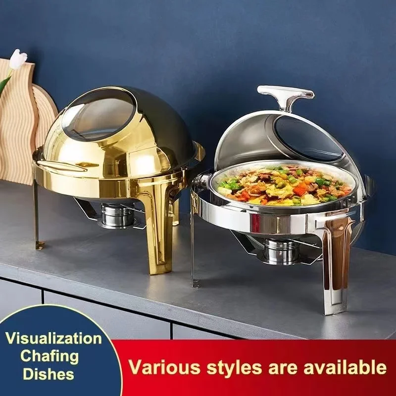 Catering Equipment 6 liters Stainless Steel buffet Chafing dish Set Gold food warmer For Catering Buffet clamshell