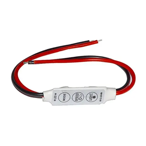 Mini 3 Keys Single Color Controller (red+black cable) Brightness Dimmer for 5050/3528 smart LED light strips 5V 12V 24V