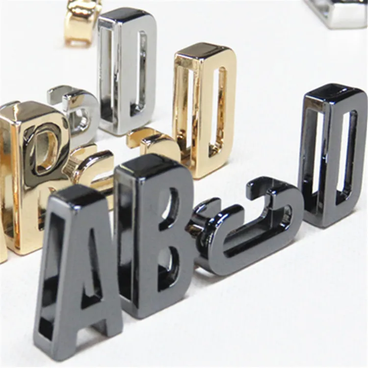 Fashion High Quality DIY bracelet Ornament Charm  Metal Alphabet Letter For  Shoes Bags Belts keychains