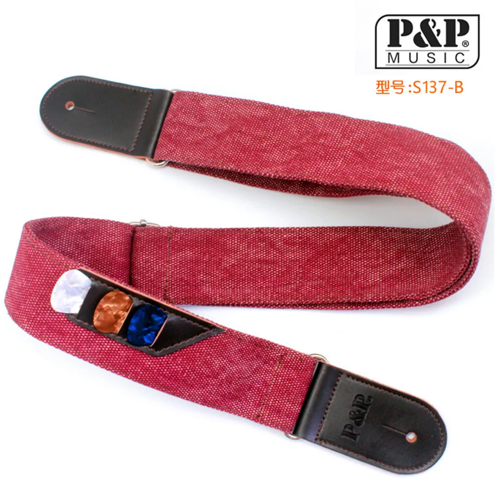 
wholesales P&P high quality Leather guitar straps vintage denim electric guitar straps 