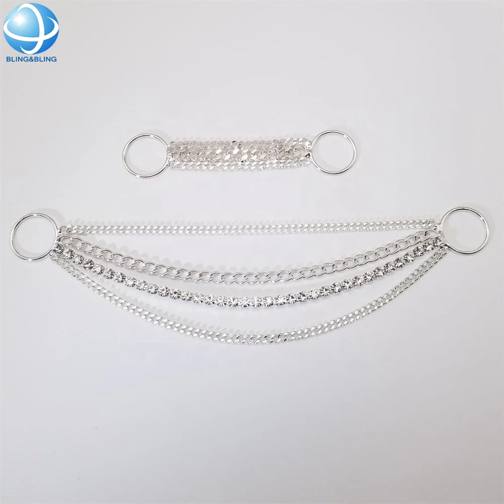 Shiny Rhinestone Bikini Connectors Gold Tone Bikini Body Chain Connector Swimwear Hardware Buckle And Hooks