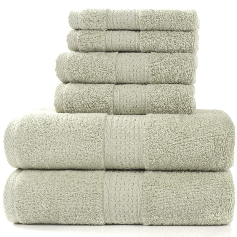 Custom printed  logo 100% cotton hotel towel  bathroom towels 6 pcs set