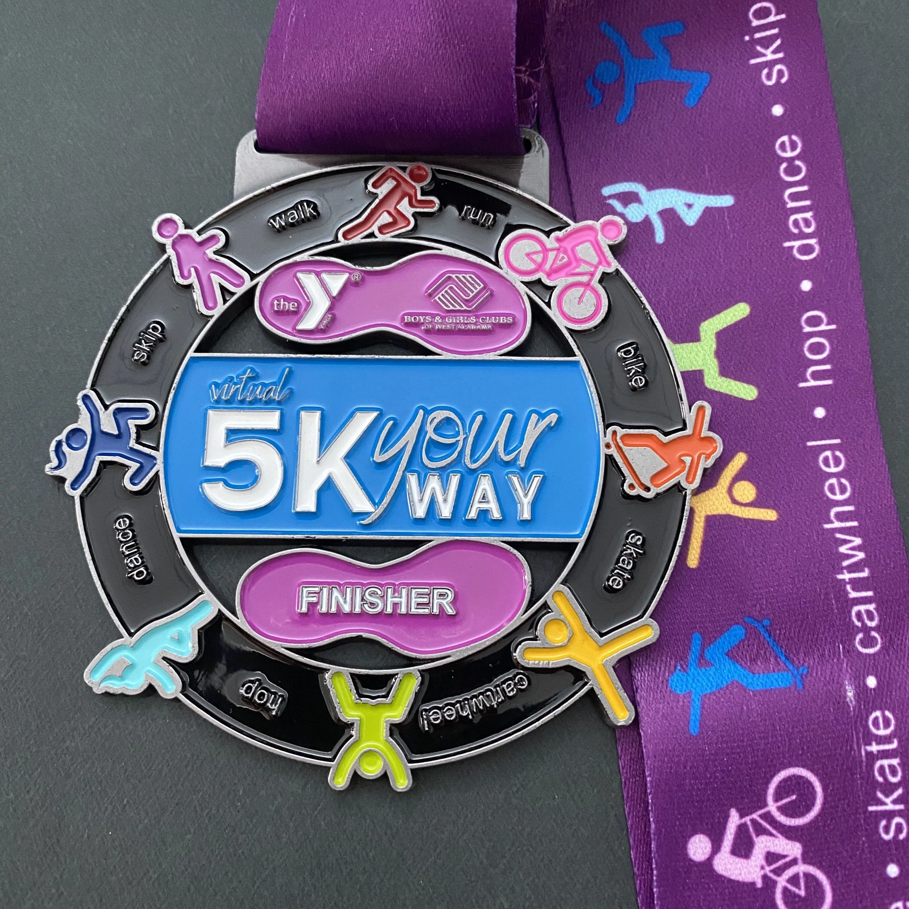 5k Your Way Boys &Girls Clubs of West Alabama Run Bike Skate Cartwheel Virtual Finisher Run Medal