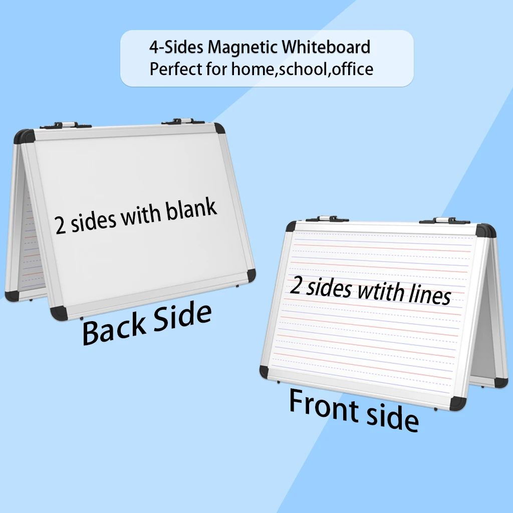 Custom Logo School And Office Supply Foldable Magnetic Dry Erase Easel Board Small 4 Sided Desktop Whiteboard