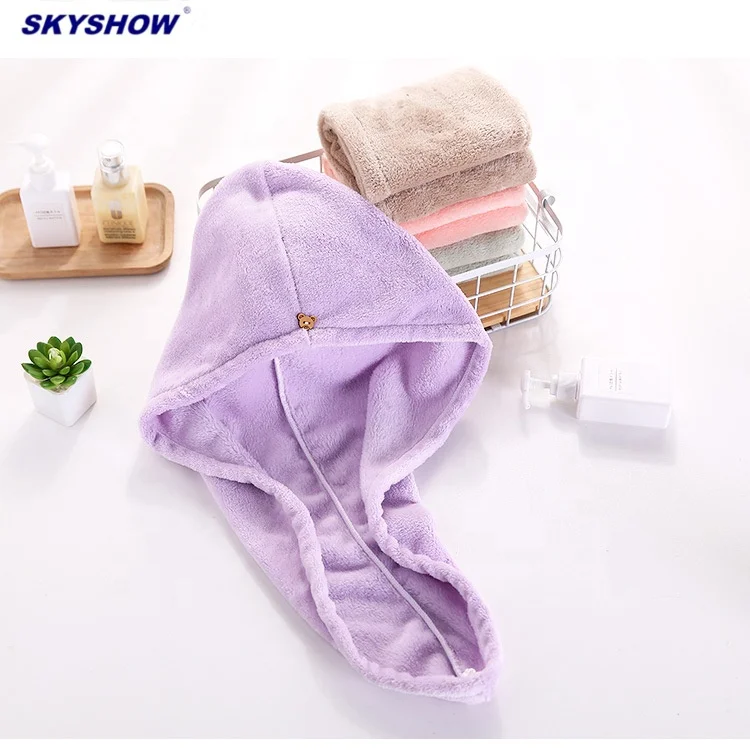 Super absorbent hair wrap towel fast drying red microfibre hair dryer towel
