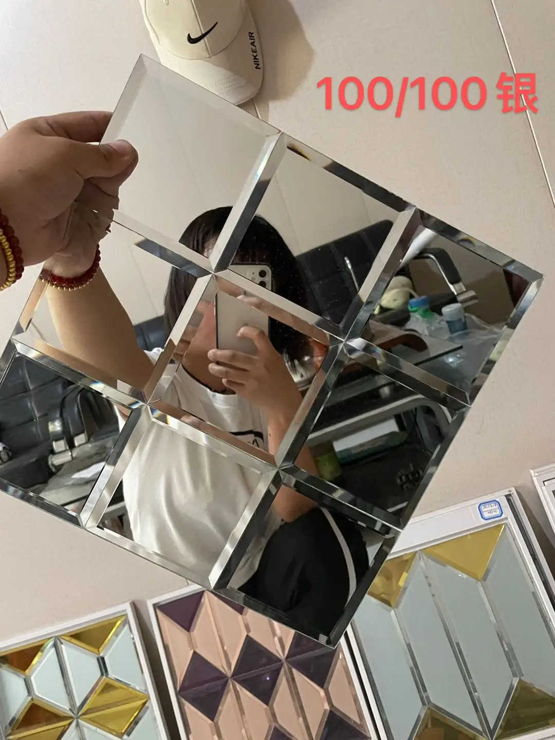 Factory wholesale Diamond Mirror Glass Mosaic for wall  decoration