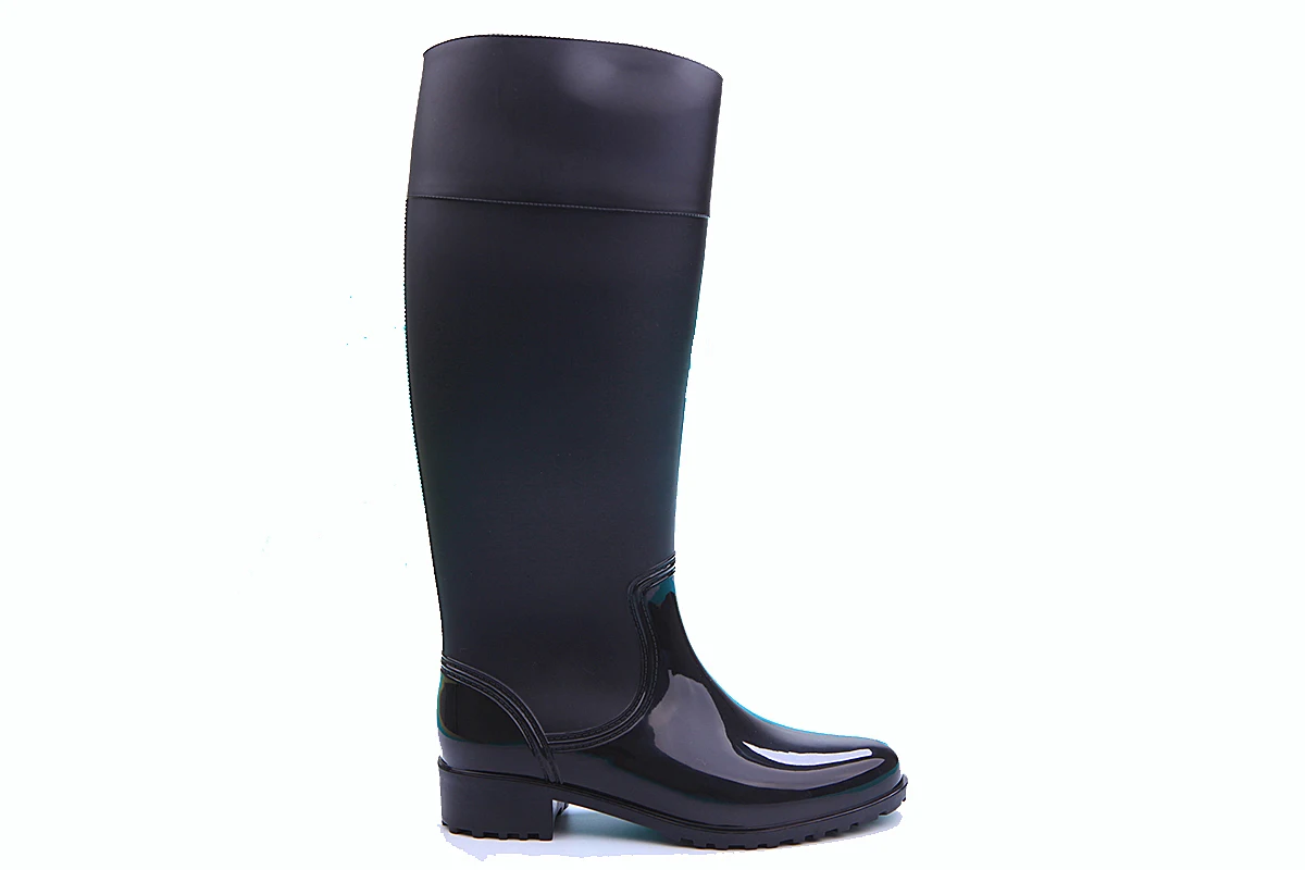women fashion long pure color unique waterproof horse riding knee high pvc rain boots for women