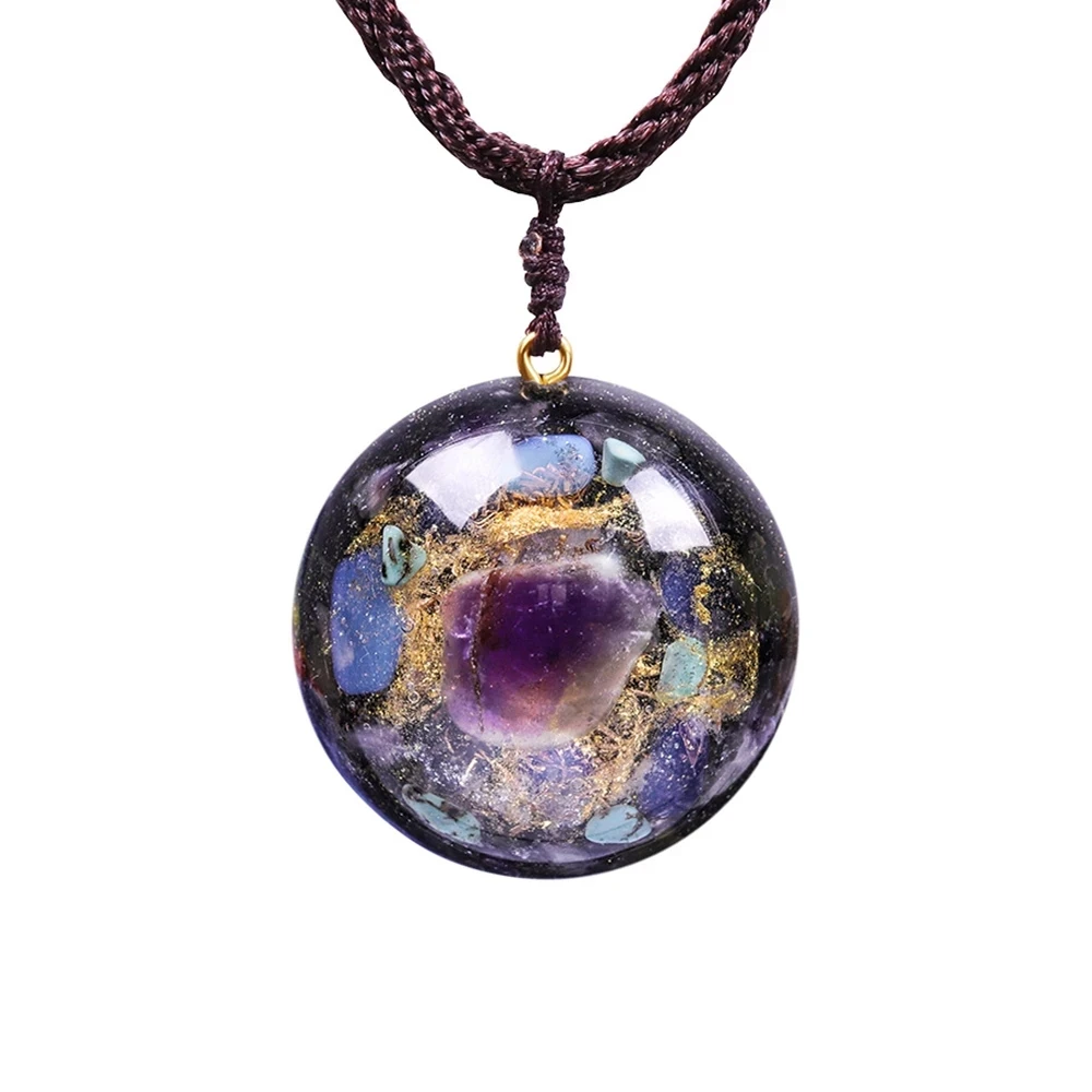 Energy Amethyst Meditation Crystals Orgonite Necklace Healthy Planet Emf Protection Orgone Pendant Necklace