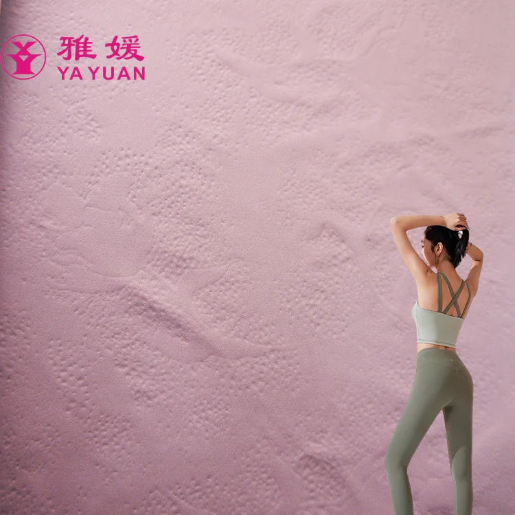 Factory cheap price nylon spandex embossed fabric naked feeling Yoga sweat suit high elastic jacquard pit pleated fabric