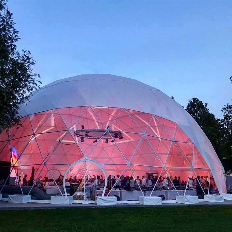30m Luxury Geodesic Dome Tent House Aluminium Frame with PVC Waterproof Material for Glamping and Wedding Events