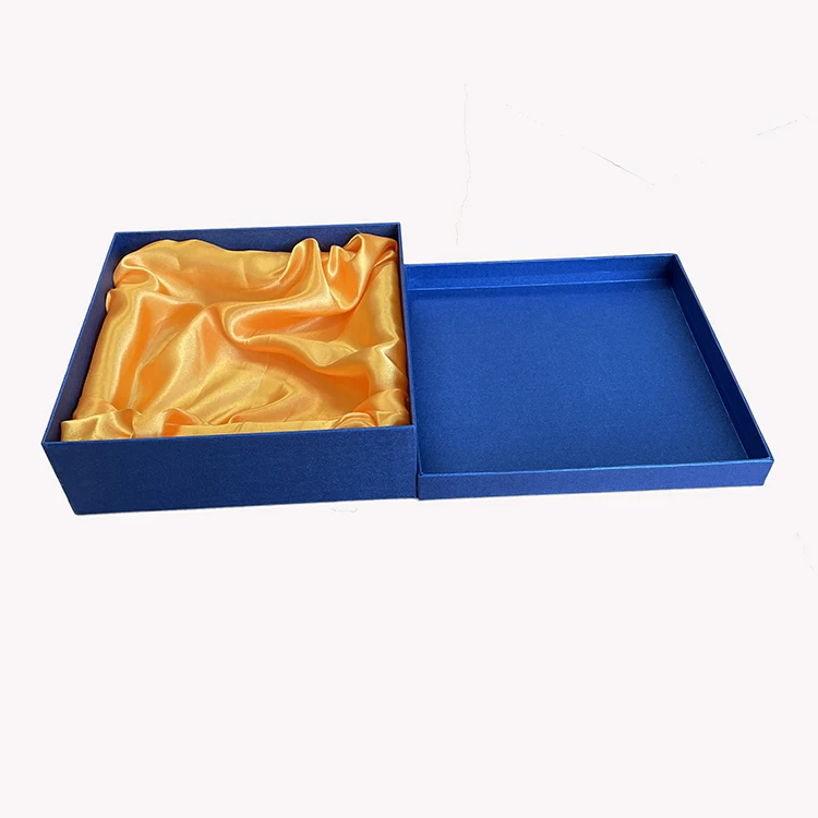 Wholesale Rigid Blue Wine Glasses Cardboard Boxes Custom Logo Paper Gift Box Packaging Gift Box With Satin