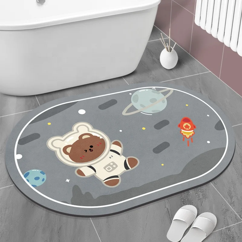 2023 Hot sale Cartoon Rocket Astronaut  Carpet Space Flannel Sponge Floor Mat Teen Room Rug Kids Room Cute Bedside Carpet