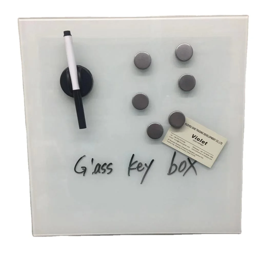Modern Multifunction Metal Key Box Wall Mounted Dry-Erase Glass Board Key and Phone Organize Magnetic Writing Decorative Board