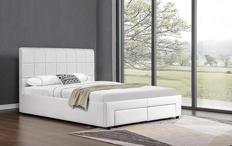 Willsoon Factory price king size double design wooden leather bed frame with storage Ottoman bed with drawers