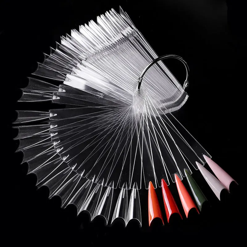 50Pcs Nail Swatches Oval Round Tips For Display Nail Samples Gel Polish Palette Color Chart Manicure Practicing Tools