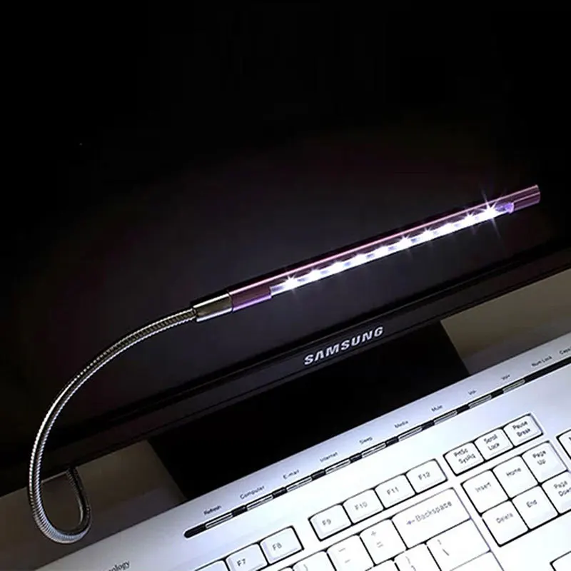LED USB Keyboard Night Light Flexible Lamp 10 LED for Reading Notebook PC Laptop