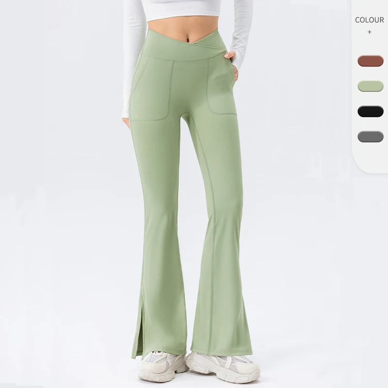 High Quality Hip Lift Wide Leg Breathable Fitness Sports Gym Workout  long sexy tight flare yoga pants for women