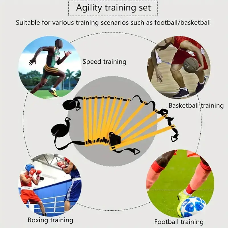 Soccer Training Set Agility Ladder Jumping Grid Speed Ladder Marker Disc Drag Parachute-Enhanced Athletic Equipment