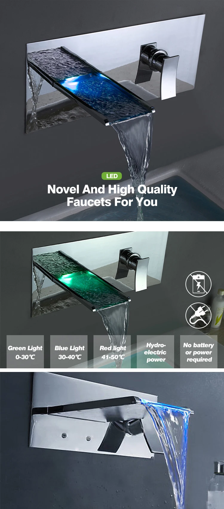 Led Basin Faucet Temperature Colors Change