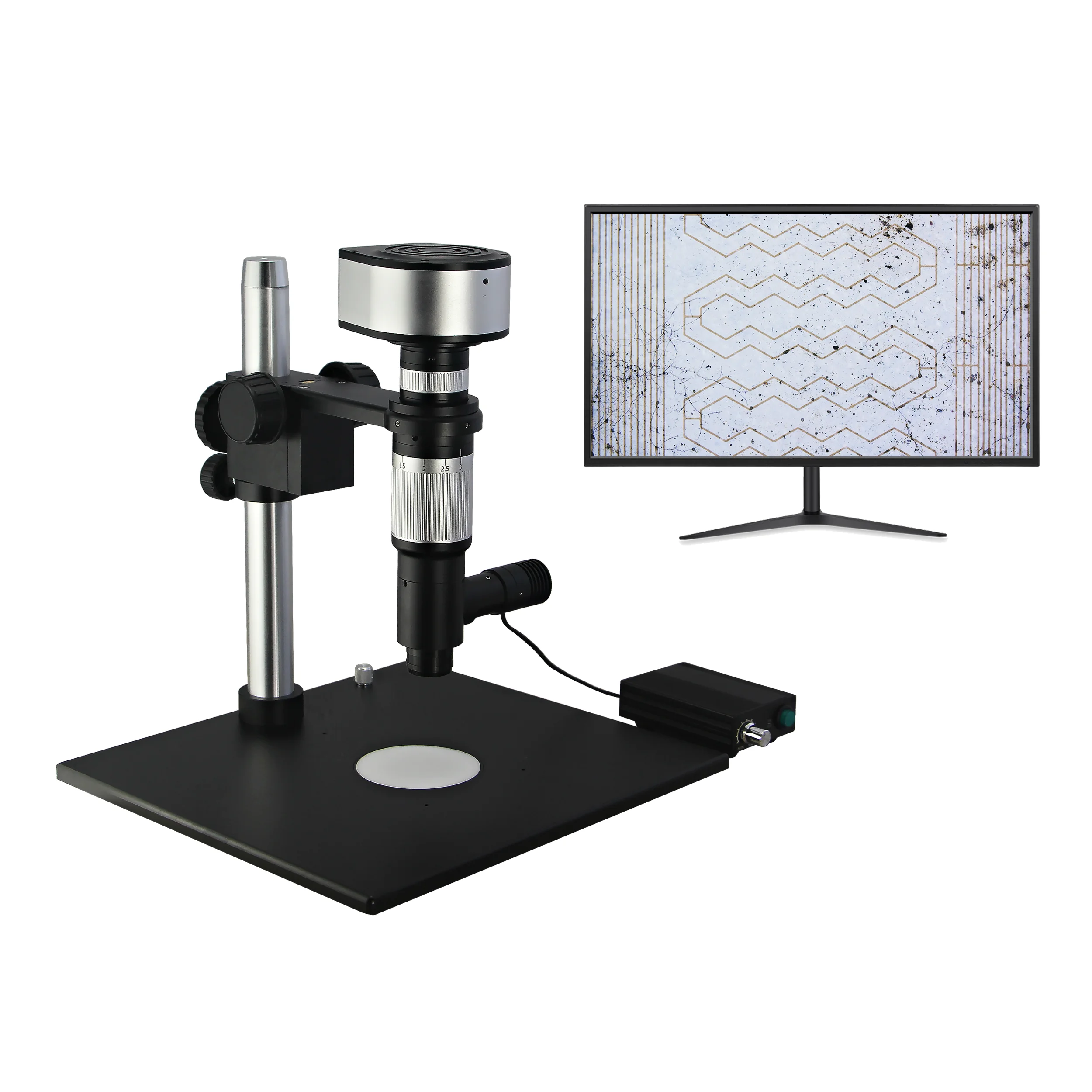 Optical High Magnification Video Microscope Wide Field Of View 1/2 Inch Camera Less Black Corner Laboratory Microscope