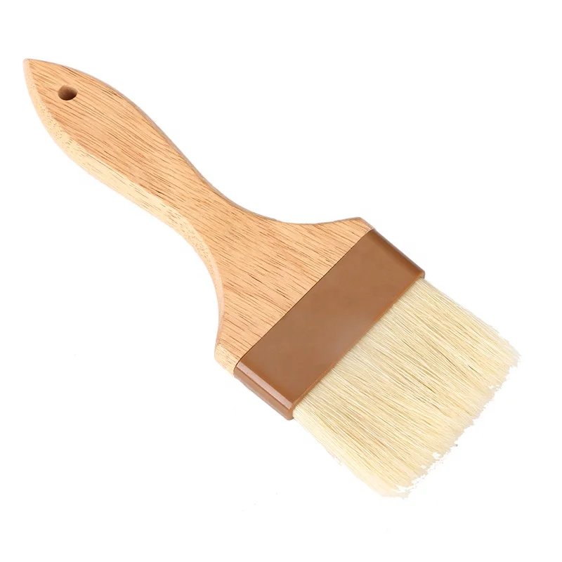 Food grade wooden handle heat resistant kitchen Cookware Bakeware Baking Cooking BBQ Barbecue Pastry Oil Brush pig hair brush