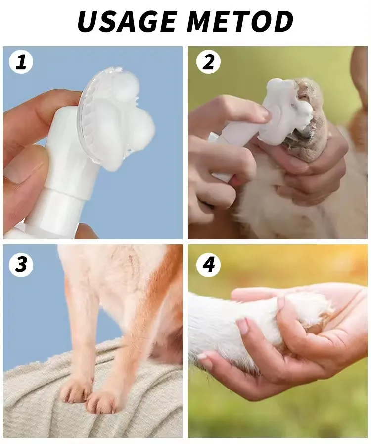 Pet Foot Cleaning Foam PET Paw Cleaner No Washing Waterless Pet Paw Shampoo With Silicone Brush