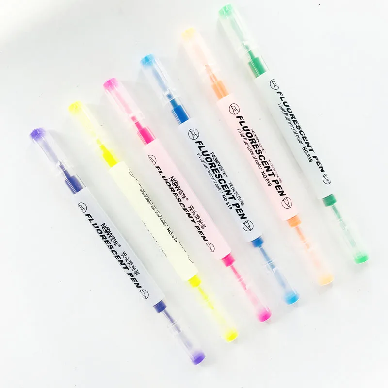 Dual Tips 6 Colors Glitter Gel Pen Set Oblique Highlighter Assorted Colorful Hand Account Marker Girly Glitter Gel Pen Set