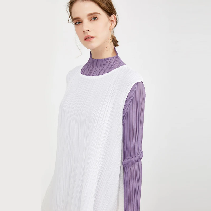 White light and thin sleeveless o-neck irregular coat 2023 new product