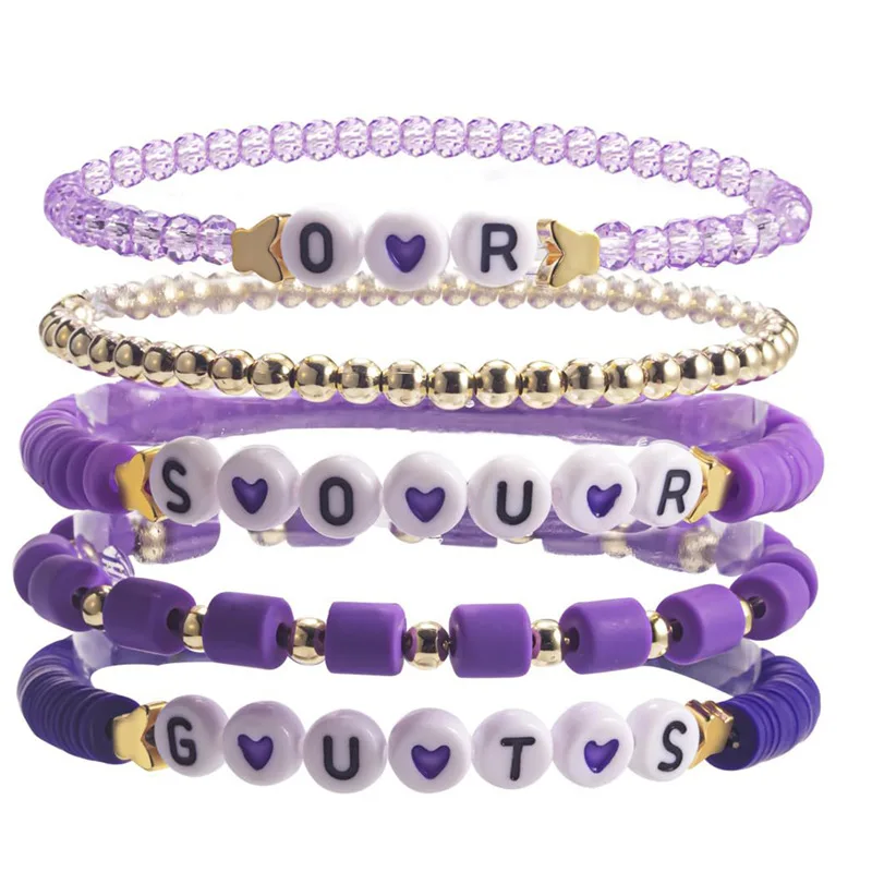 New Purple Olivia Rodrigo Bracelets Stylive Girls Inspired Bracelets Women Handmade Friendship Bracelets Singer Fans Music Lover