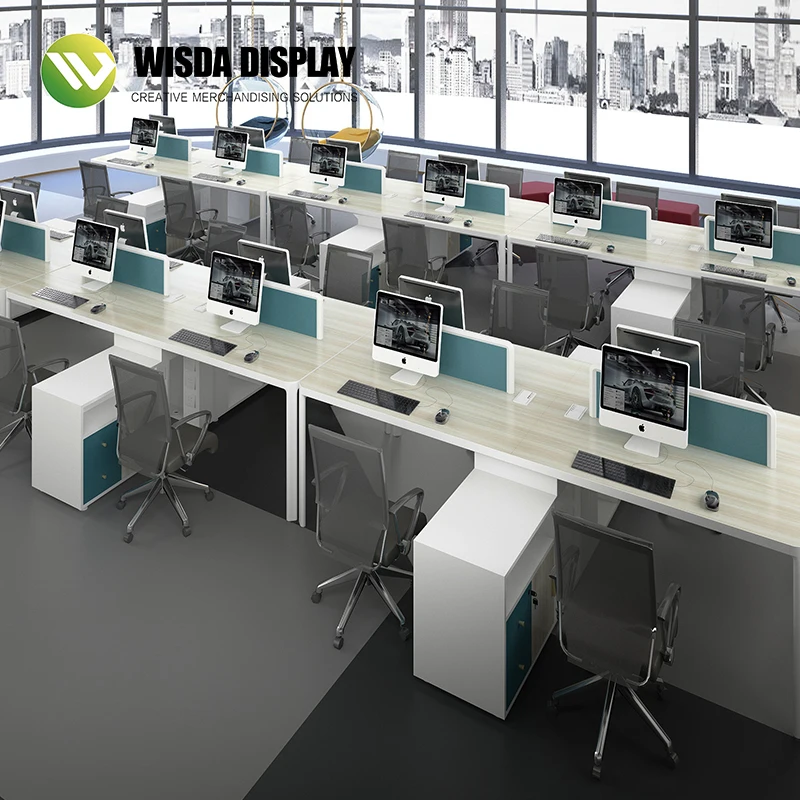 Wisda simple wooden  European style  Ergonomic office Staff Table Studio Workstation open space desk
