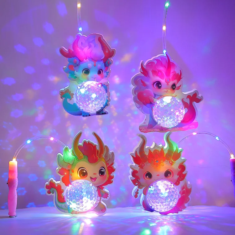 Portable 2024 new design dragon lantern cute festival light lantern red light wholesale for baby