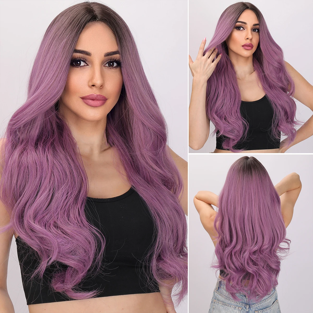 High Quality 26 Inches Long Straight Light Purple Synthetic Heat Resistant Anime Wig Saint Seiya Athena Cosplay