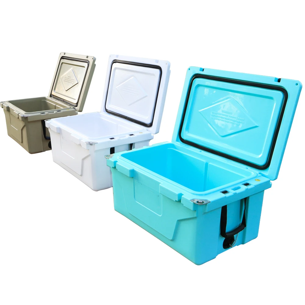 65QT tiffany blue  rotomolde  cooler box with small wheels   Travel Camping box