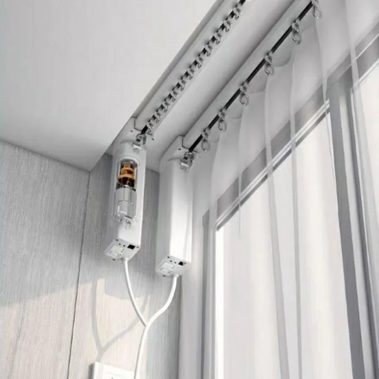 Hot Selling Hidden Aluminum Smart Bendable Double S Fold Electric Wave Ceiling Motorized Curtain Track Rail