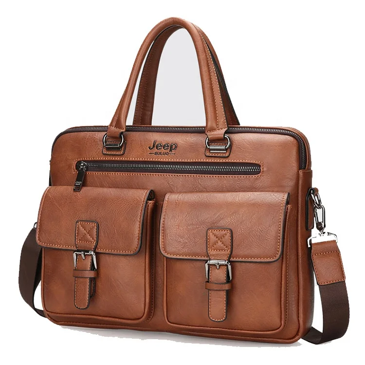 14 Inches Waterproof Custom Men Travel Business Leather Laptop Bag Briefcase