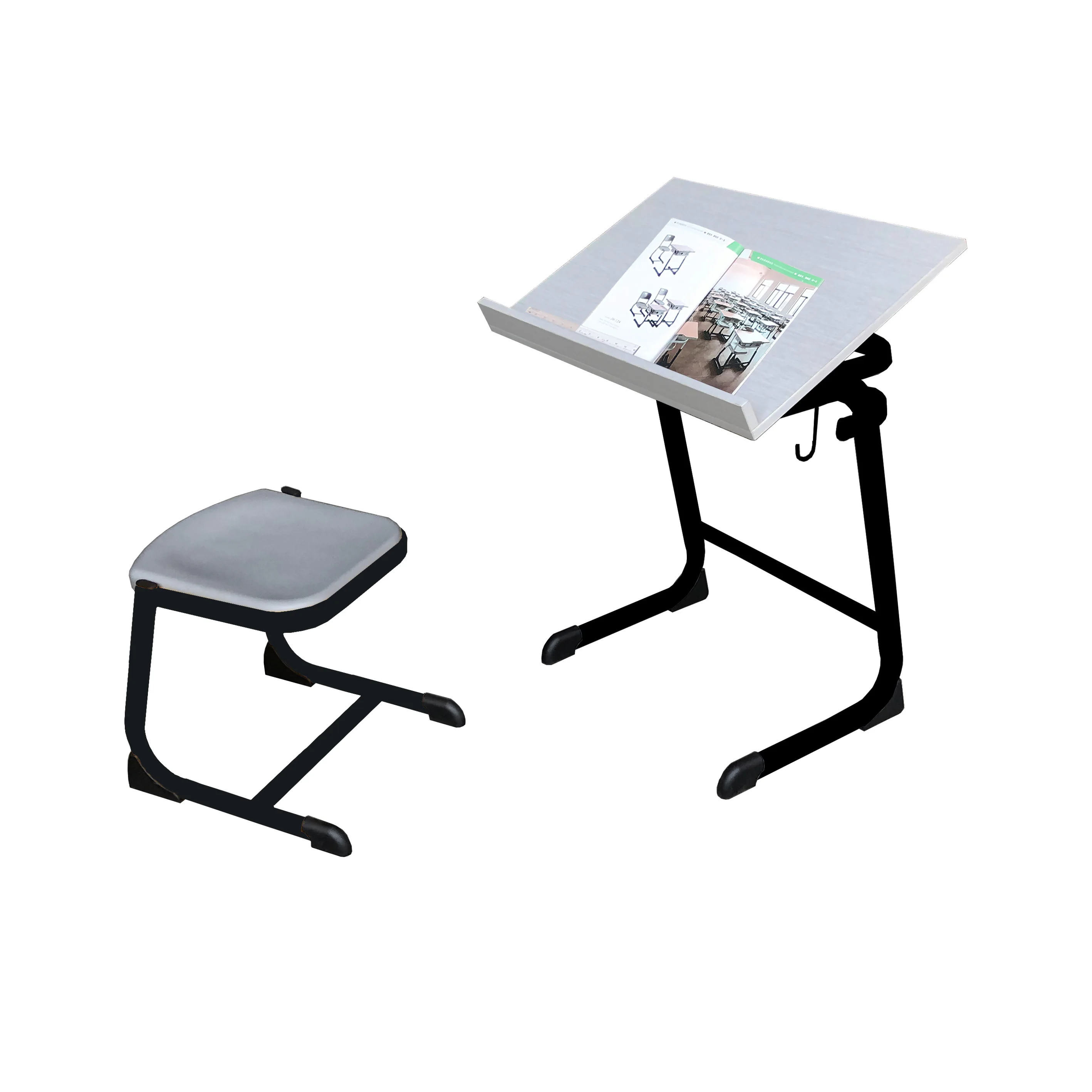 New Popular School Classroom Furniture Single Student Painting Desk Height Adjustable MDF Table Desk And Plastic Chair