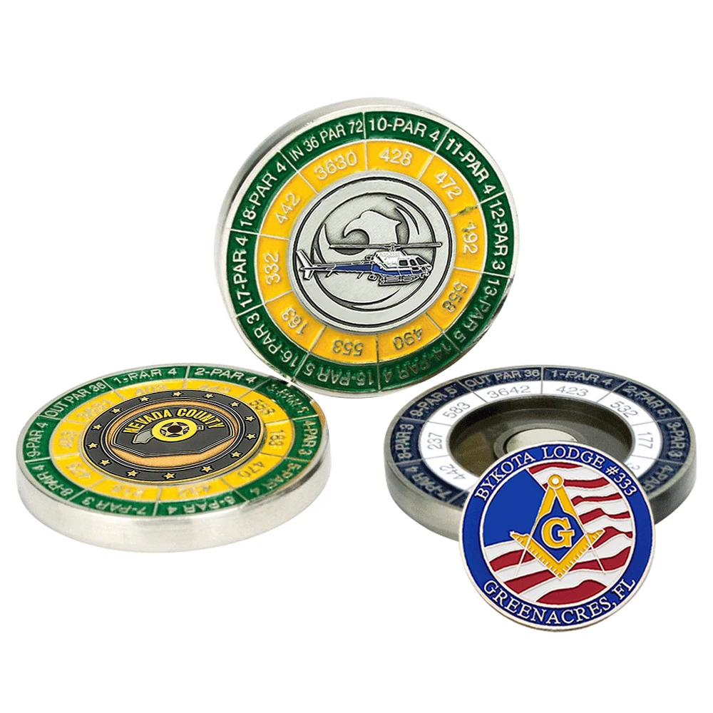 45mm metal poker chip golf coin with both side custom logo