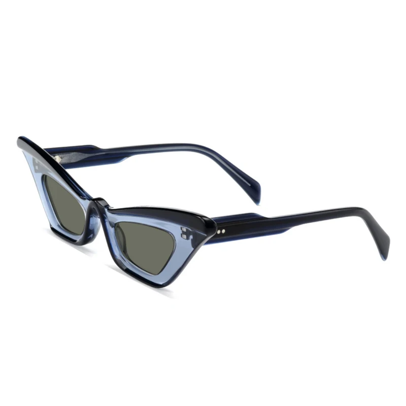 2024 new personalized cat eye translucent blue men and women fashion high quality acetate wholesale custom sunglasses