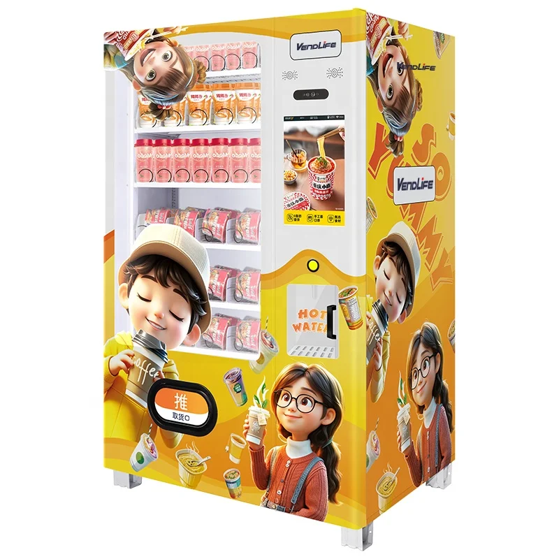 Hotel Outdoor Coin Operated Dispenser Automatic Instant Ramen Pot Hot Water Cup Noodle Food Vending Machine