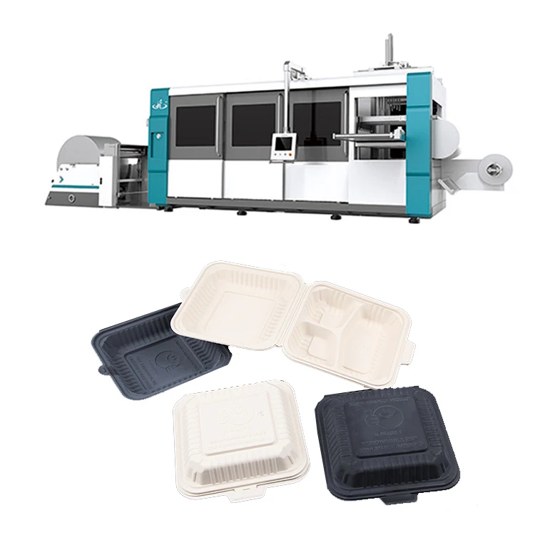 4 station pp ps pvc pet hips eps ops abs sheet automatic thermoforming plastic plate blister tray making machine