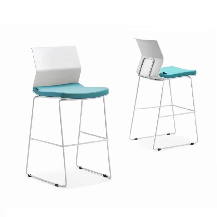 GS-1764 Ergonomic Plastic Back High Legs Fabric Seat Stylish Bar Stool Chairs for Restaurants and Bars