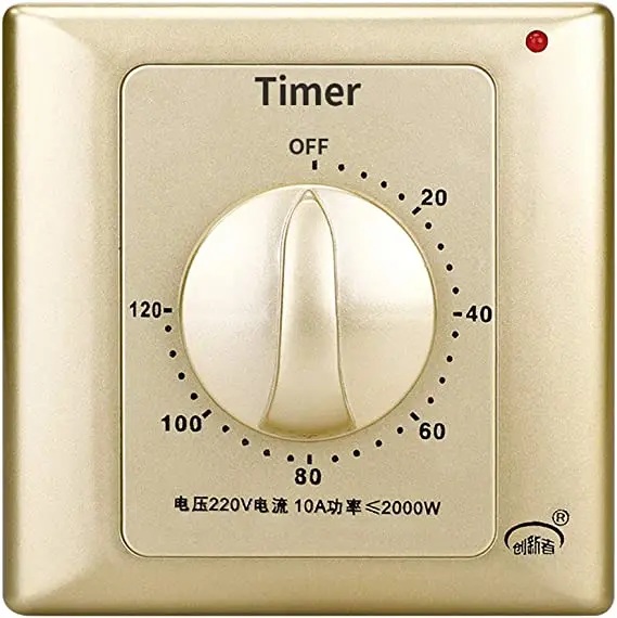 CXZTCL 30 min Gold Mechanical Timing Switch Energy Saving Spring Loaded Countdown Timer for Lamp Pump in Wall Type