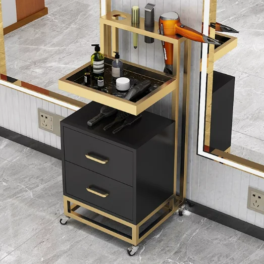 Роскошная Парикмахерская из нержавеющей стали позолоченная металлическая тележка для парикмахерской с направленными колесами