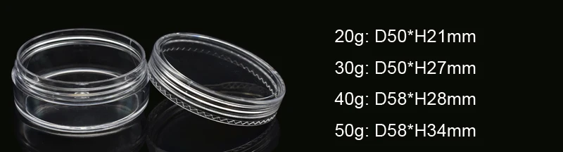 free sample plastic cosmetic traveling packing pots 20g 30g 40g 50g plastic cream jar hair wax container