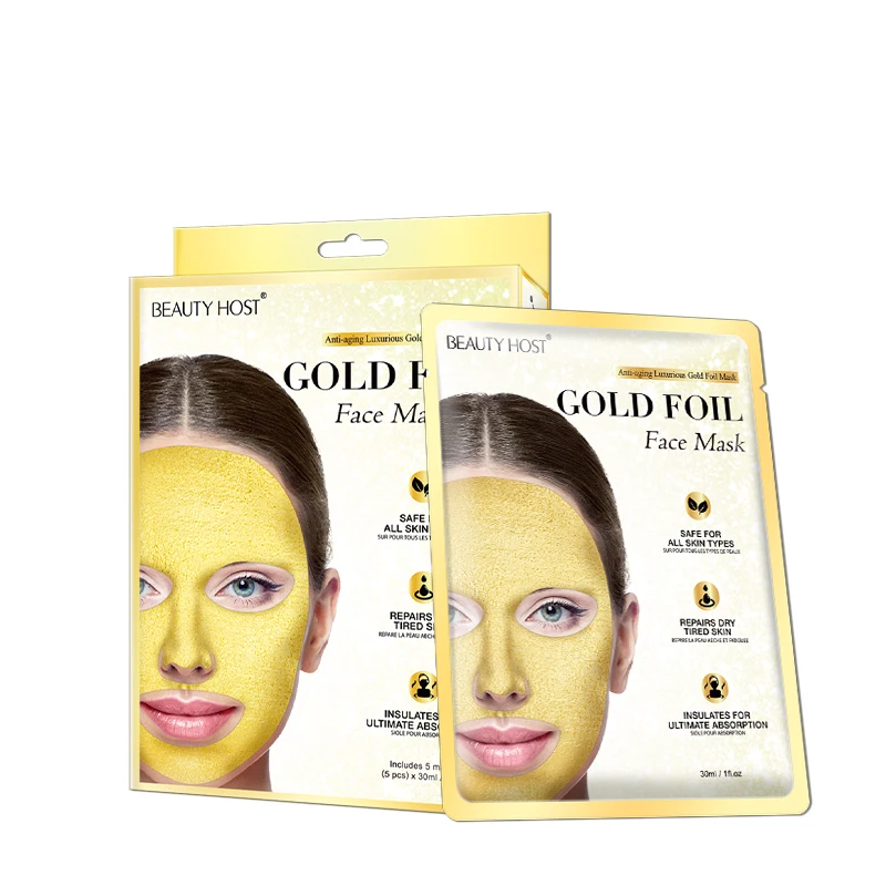 Private Label Hot Selling Collagen Gold Foil Face Mask 24K Repair Anti Freckle Sheet Facial
